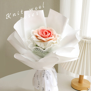 Fleurs tricotées au crochet à la main pour la saint-valentin, <span class=keywords><strong>rose</strong></span> fraîche préservée pour la petite amie <span class=keywords><strong>et</strong></span> la mère - Product Image 3