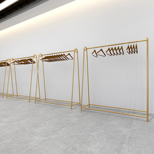 High-end Gold Boutique Metal Stainless Steel Clothing Shop <strong>Display</strong> Rack <strong>Wall</strong> <strong>Mounted</strong> Clothes Store Rack Furniture - Product Image 1
