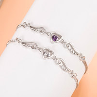Bracelet de main pour femme en forme de cœur, plaqué argent, avec diamants, version coréenne, Fashion Angel Love