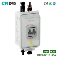 CNLONQ IP66 Caja de disyuntores solares CC MCB 1 entrada 1 salida PA66 Impermeable DC600V 16~63A 6kA Capacidad de ruptura con Plug-and-Play para