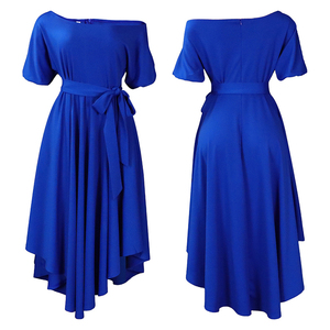 Váy Phù Dâu Phụ Nữ Buổi Tối Sang Trọng Quần Áo Thanh Lịch Ăn Mặc Bên Mùa Hè Ngắn Voan Phụ Nữ Châu Phi Màu Xanh Hoàng Gia Cộng Với Kích Thước - Product Image 2