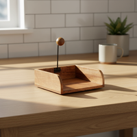 Boîte à mouchoirs classique en bois avec barre de pression métallique élégante, écologique et durable, pour la décoration de table à la maison – Offre Spéciale