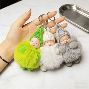 Poupée de sommeil, <span class=keywords><strong>boule</strong></span> de fourrure, accessoire suspendu, sac à dos mignon pour fille, décoration, princesse, porte-clés en peluche, jouet en gros - Product Image 6