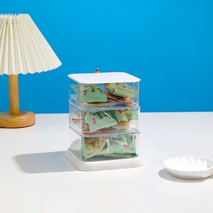 Contenitore per Alimenti <span class=keywords><strong>da</strong></span> <span class=keywords><strong>Scrivania</strong></span> Rotante a 360° Multistrato in Plastica Trasparente per Caramelle, Frutta Secca e Snack - Product Image 6