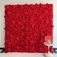 8ft X 8ft putih bayi napas merah muda sutra buatan tangan mawar bunga buatan 3D dekorasi dinding Roll Panel pernikahan Natal Hari Valentine
