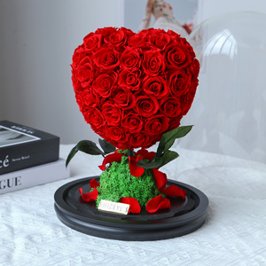 Nuevo Producto, Regalos Naturales para el Día de San Valentín, <span class=keywords><strong>Rosa</strong></span> en Forma de Corazón en Cúpula de Cristal, Caja de <span class=keywords><strong>Rosa</strong></span> <span class=keywords><strong>Eterna</strong></span>, Rosas Secas Personalizables en Cúpula, Regalo - Product Image 3