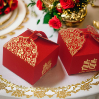 Boîte cadeau de mariage de luxe rouge personnalisée avec logo, finition mate et gaufrage, emballage recyclable pour invités