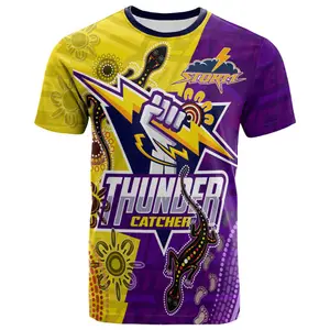 POD Melbourne Storm Custom T Shirt For Men Women Drop Shipping Indigenous Melbourne Storm Thunder Catcher Short Sleeve Shirt