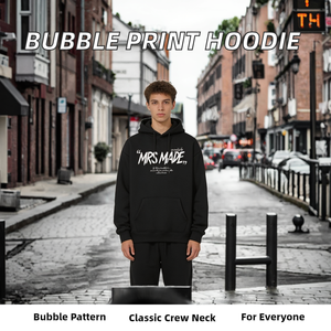 Sweat à capuche et pull en molleton français, taille plus, col rond, imprimé bulles, pour homme, 100% coton, respirant, hiver - Product Image 2