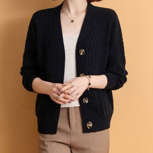 Suéter Cárdigan Vintage Nuevo de Principios de Otoño para <span class=keywords><strong>Mujer</strong></span> de Mediana Edad, Holgado, de Manga Larga, Color Sólido, Abrigo de Suéter para Mamá - Product Image 6