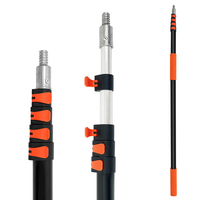 Perche télescopique légère en aluminium avec système de verrouillage orange pour le nettoyage des fenêtres et des voitures à domicile, facile à utiliser