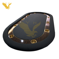 Table de poker Texas noire de luxe moderne et écologique YH Custom avec pieds en bois massif pour les salles de jeu et de divertissement