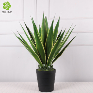 QIHAO Artificial Agave Plant High Simulation Indoor Home Decor Silk Flower <b>Potted</b> Greenery - Product Image 2