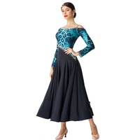 M-19389 Impression et couleur noire design assorti norme nationale moderne danse robe de danse sociale valse robe