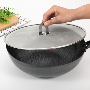 Stainless Steel Oil Cover 33cm Frying Pan Lid With Mesh For Kitchen Use - Product Image 1