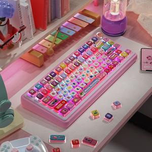 พวงกุญแจสีชมพูบรรยากาศสี่ด้านแวววาวผ่านโปรไฟล์ <span class=keywords><strong>ASA</strong></span> กำหนดสีชุดที่มีสีสัน PBT + PC สีย้อมวัสดุย่อยคีย์120 - Product Image 2