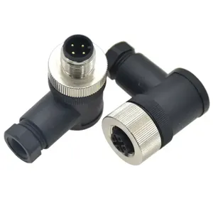 ขั้วต่อกันน้ำ M12 A Code IP67 แบบ 4 ขา ติดตั้งแบบสกรู ขั้วต่อปลั๊กตัวผู้ตัวเมียแบบมุมฉาก - Product Image 2