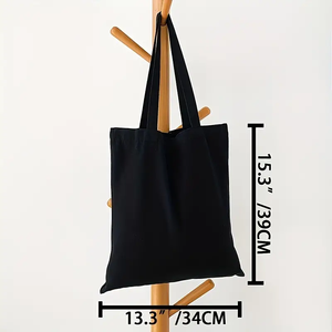 Sac fourre-tout en toile de coton noir et blanc, écologique, tendance, pour étudiants, pas cher - Product Image 5