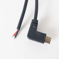 Kabel Micro USB Custom 22AWG 2 Inti, Micro B USB 5 Pin Male Plug ke Kabel Ujung Terbuka 2 Kawat untuk Fungsi Pengisian Daya