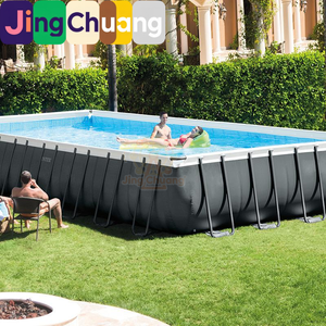 <span class=keywords><strong>Piscine</strong></span> familiale JingChuang26378 1066,66 cm, ensemble de <span class=keywords><strong>piscine</strong></span> rectangulaire à structure tubulaire gris foncé - Product Image 2