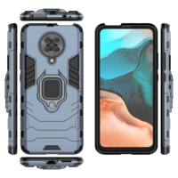Étui de téléphone portable antichoc et anti-poussière avec support magnétique en TPU+PC, design armure, pour Poco, série Black Panther