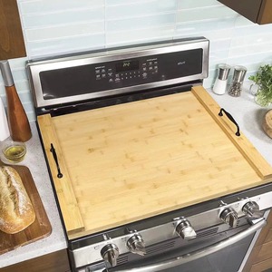 Couverture de cuisinière à gaz en bambou rectangulaire avec poignée, couleur bois naturel, plateau de service pour la cuisine - Product Image 1