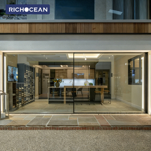 RICHOCEAN-Puerta corrediza multipista integrada con marco de aluminio <span class=keywords><strong>para</strong></span> balcón, <span class=keywords><strong>puertas</strong></span> corredizas acristaladas panorámicas <span class=keywords><strong>para</strong></span> Villa - Product Image 1