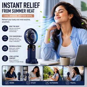 Portable USB Rechargeable Mini Ventilador <b>Foldable</b> Hanging Neck Fan Five-Speed Wind Wearable Cooling Pocket Rechargeable Fan - Product Image 4
