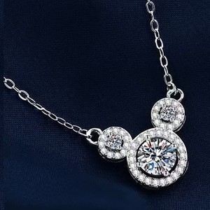 Collier de mode féminin en gros, pendentif en acier titane tête de Mickey, chaînes tendance avec zircon, motif animal pour jeunes femmes - Product Image 4
