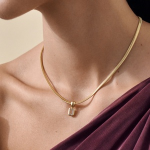Collier pendentif diamant, collier en diamant de laboratoire, <span class=keywords><strong>bijoux</strong></span> de mode, colliers, collier plaqué or inaltérable, minimaliste - Product Image 3