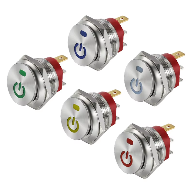 Stainless Steel 22MM Self-Locking Rocker Switch 12V Metal Rocker Switch with Customized Power Logo for Automotive Car