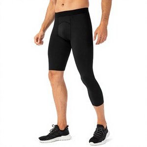 Leggings de compression 3/4 pour homme avec logo personnalisé, vêtements de sport pour la gym et le fitness - Product Image 2