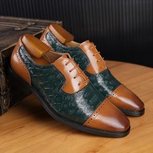 Zapatos de Cuero Casuales de Moda para Hombre, Zapatos de Vestir con Punta en Pico, Zapatos Oxford Formales para Boda - Product Image 1