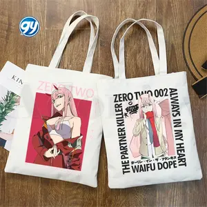 Zero dois amorosos em franxx anime 02 Harajuku bolsas de ombro bolsas casuais para meninas bolsas femininas elegantes de lona