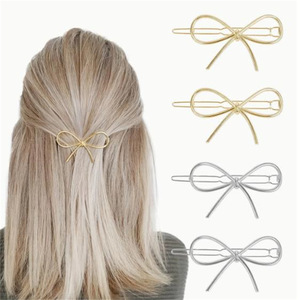 Pinzas para el pelo con nudo de mariposa dorada y plateada, pinzas de aleación de cinco puntas en forma de corazón, accesorios bonitos para el cabello, piezas de joyería en forma de rana - Product Image 2