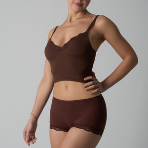 SK1298+1226-4 Conjunto de Camiseta sin Mangas con Encaje y Shorts Acolchados para Mujer, 76% Nailon, 24% Elastano, Lencería Cómoda y Transpirable para <span class=keywords><strong>Dormir</strong></span> y Descansar - Product Image 3