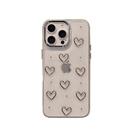 Coque de téléphone transparente antichoc en TPU avec motif cœur et fleurs, étui souple en époxy scintillant simple pour femmes, compatible iPhone 17 Pro Max, 16, 15