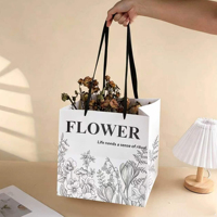 Sac personnalisé de luxe à faible MOQ, avec logo gaufré, longue poignée carrée, écologique, estampage à chaud or/argent, impression offset, personnalisable
