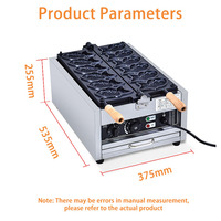 Machine à crêpes grillées Taiyaki commerciale Machine à gaufres en acier inoxydable Chauffage électrique Six poissons Taiyaki Snack Machine