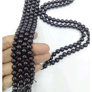 Bolas de Turmalina Negra Natural, Cuentas de Turmalina Negra Lisa, Cuentas de Piedra Redondas de Turmalina Negra de 6/8 mm - Product Image 1