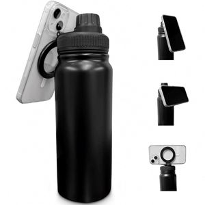 Botella de Agua Minimalista de Acero Inoxidable Magnética con Logotipo Personalizado, Ecológica, Anticorrosiva, con Soporte para Teléfono Celular en la Tapa - Product Image 2