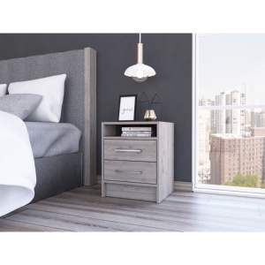 DB Rowley Modern 2 cajones 1 estante Rectángulo Mesita de noche Gris claro Carga inalámbrica Plegable para dormitorio Apartamento Uso en hospitales - Product Image 1