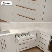 Armoire de cuisine en PVC thermoformé en forme de U, design de luxe, fournitures pour projets résidentiels, boîtes en panneaux mélaminés et tiroirs à fermeture amortie
