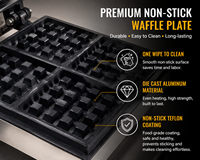 Peralatan Katering Cucina Pembuat Waffle Komersial Mesin Pembuat Waffle Listrik Ganda Stainless Steel Tugas Berat untuk Hotel Restoran