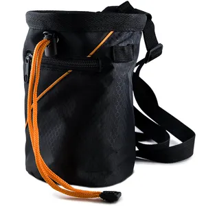 定制商标黑色拉绳封口攀岩粉笔袋用于攀岩举重、滚石体操