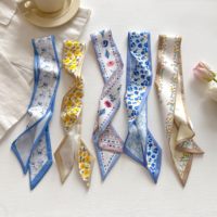 Foulard en satin pour femme 35"x2.36" – Foulard multifonctionnel pour sac et pochette, motif géométrique imprimé en sérigraphie