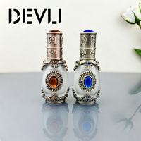 Botol Attar Arab Vintage Mewah Berhias Berlian Imitasi Kaca Buram Kosong untuk Minyak Oud Parfum Dubai Dekoratif Isi Ulang dengan Pompa 100pcs