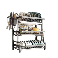 3-laags zwaarbelastbaar afdruiprek voor de keuken, aanrechtblad afdruiprek organizer voor borden, kommen, bestek en keukengerei