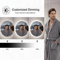 Miroir rond intelligent moderne avec éclairage LED, miroir de salle de bain, miroir de maquillage, indice de protection IP44, pour la maison, la salle de sport, le salon, la salle de bain, l'hôtel