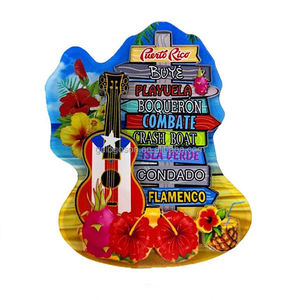 Aimant de réfrigérateur en MDF multicouche imprimé en époxy 3D personnalisé en gros, souvenir de Porto Rico, bois, touristique, en gros - Product Image 4
